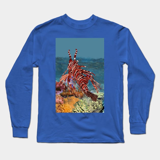 Spotfin Lionfish Long Sleeve T-Shirt by mjartscom